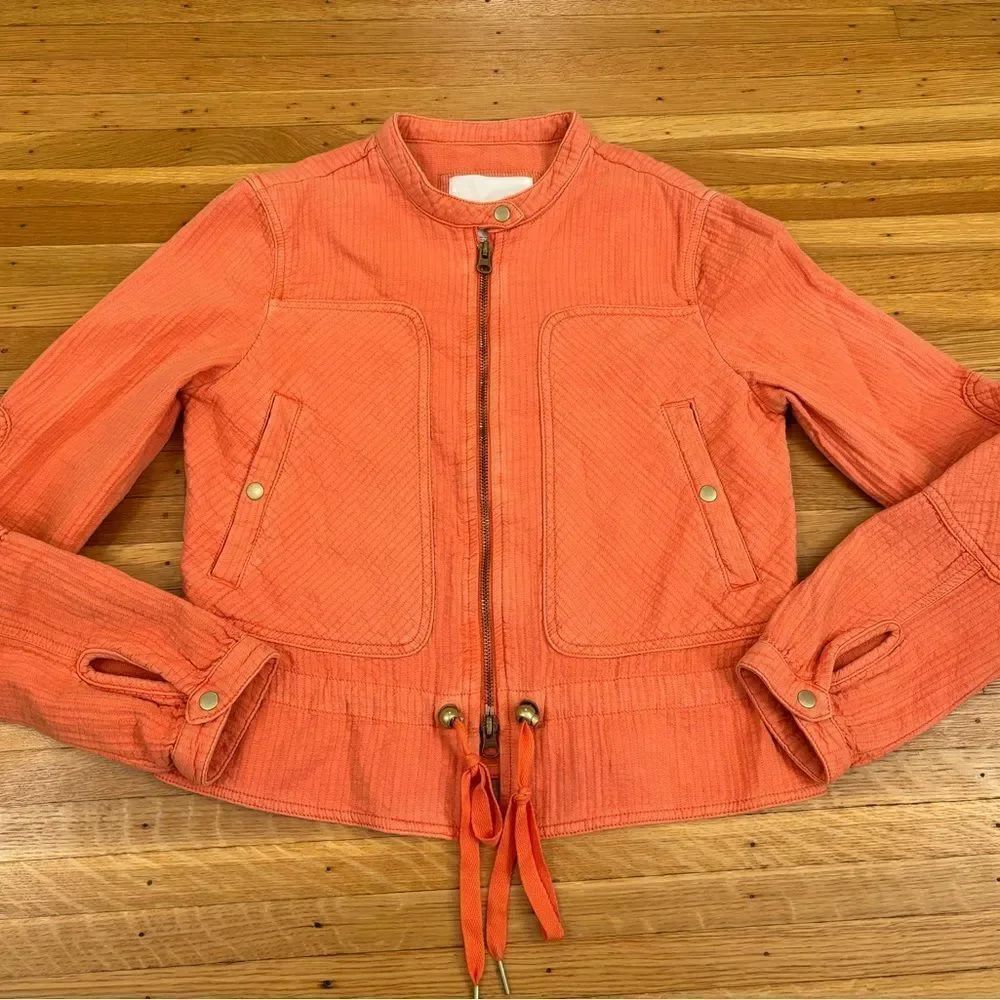 By Anthropologie Orange/salmon textured full zip jacket